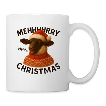 Meh Weihnachts-Schaf-Pullover - Tasse - Weiß - Rechts