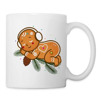 Bébé pain d’épices blotti sur des branches de sapin - Mug blanc - blanc - Droite