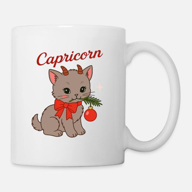 Capricorn Cat Magic Festive Day - Mug - white