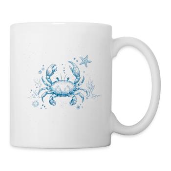 Crabe bleu – Illustration océanique - Mug blanc - blanc - Droite
