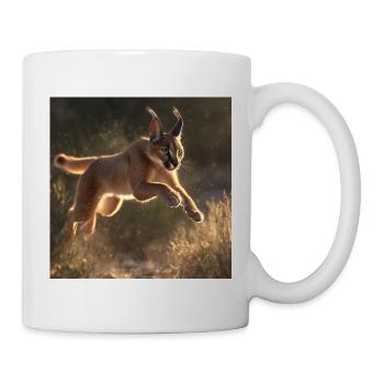 Karakal im Sprung – Wildheit in Bewegung - Tasse - Weiß - Rechts