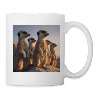Vigilant monkeys in the evening light Meerkats - Mug - white - Right