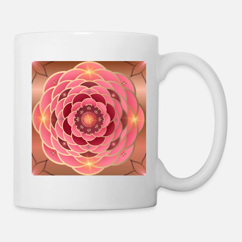 Bright golden rosé mandalas - Mug - white