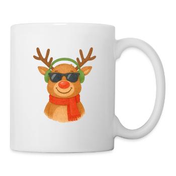 Rentier mit Kopfhörern und Schal - Tasse - Weiß - Rechts