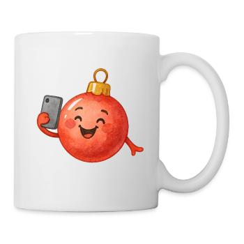 Fröhliche Weihnachtskugel Selfie - Tasse - Weiß - Rechts