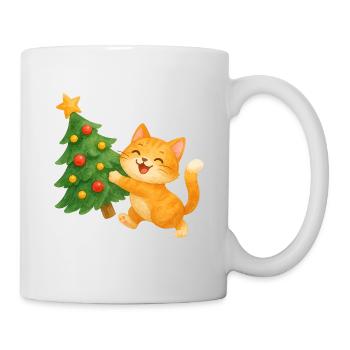 Katzenglück am Weihnachtsbaum - Tasse - Weiß - Rechts