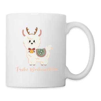 Alpaca in reindeer costume wishes Merry Christmas - Mug - white - Right
