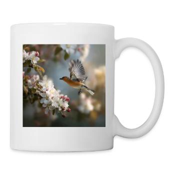 Spring sparrow in blossom flight - Mug - white - Right