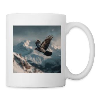 Raven above the snowy peaks Alpine crow - Mug - white - Right