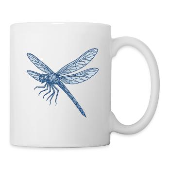 Libellule bleue géométrique - Mug blanc - blanc - Droite