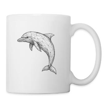 Geometrischer Polygon-Delfin - Tasse - Weiß - Rechts