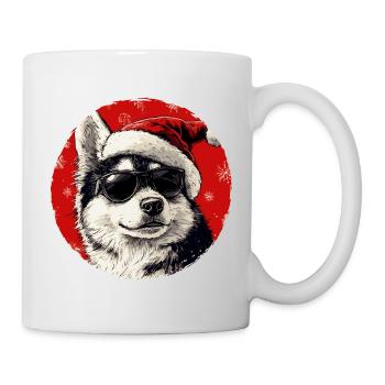 Husky Santa with sunglasses - Mug - white - Right