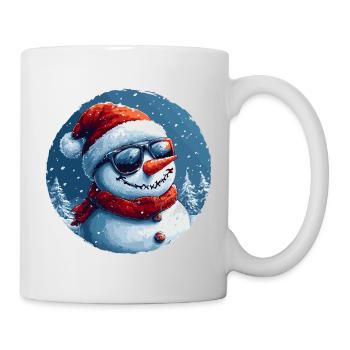 Un bonhomme de neige sympa avec des lunettes de soleil dans la neige - Mug blanc - blanc - Droite