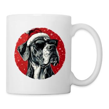 Festliche Dogge mit Sonnenbrille - Tasse - Weiß - Rechts