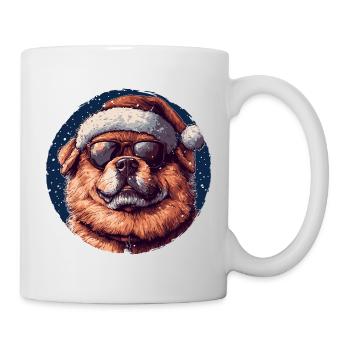 Winter dog with sunglasses - Mug - white - Right