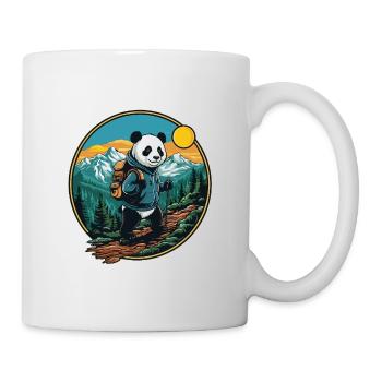 Cute Panda Hiking Camping Mountain Adventure - Mug - white - Right