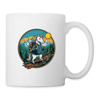 Niedliches Einhorn-Wandern Camping Bergabenteuer - Tasse - Weiß - Rechts