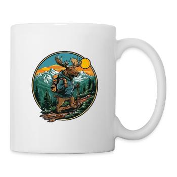 Randonnée de l’orignal mignon, camping en montagne - Mug blanc - blanc - Droite