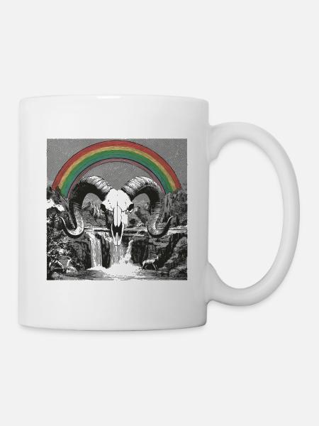Regenbogenbogen über Nacht-Silhouetten - Tasse - Weiß