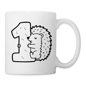 Hérisson mignon avec illustration de dessin animé numéro 1 - Mug blanc - blanc - Droite