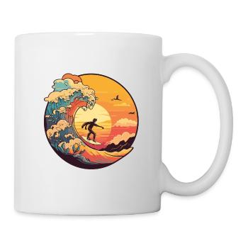 Sunset wave surfer in the light - Mug - white - Right