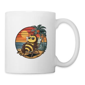 Funny Bee on Beach Summer Vacation Sunset - Mug - white - Right