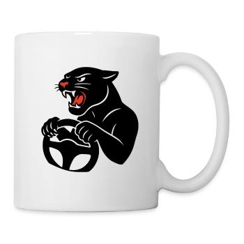 Raubkatze am Steuer - Tasse - Weiß - Rechts