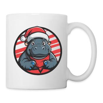Christmas Hippo Cartoon - Mug - white - Right