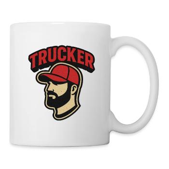 Tête de camionneur avec casquette rouge - Mug blanc - blanc - Droite