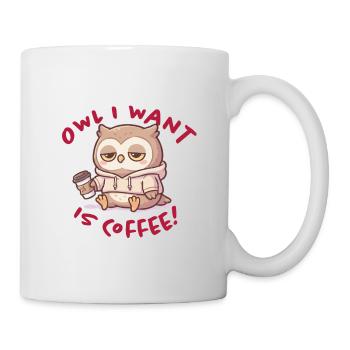Kaffeeliebe Eule Hoodie - Tasse - Weiß - Rechts