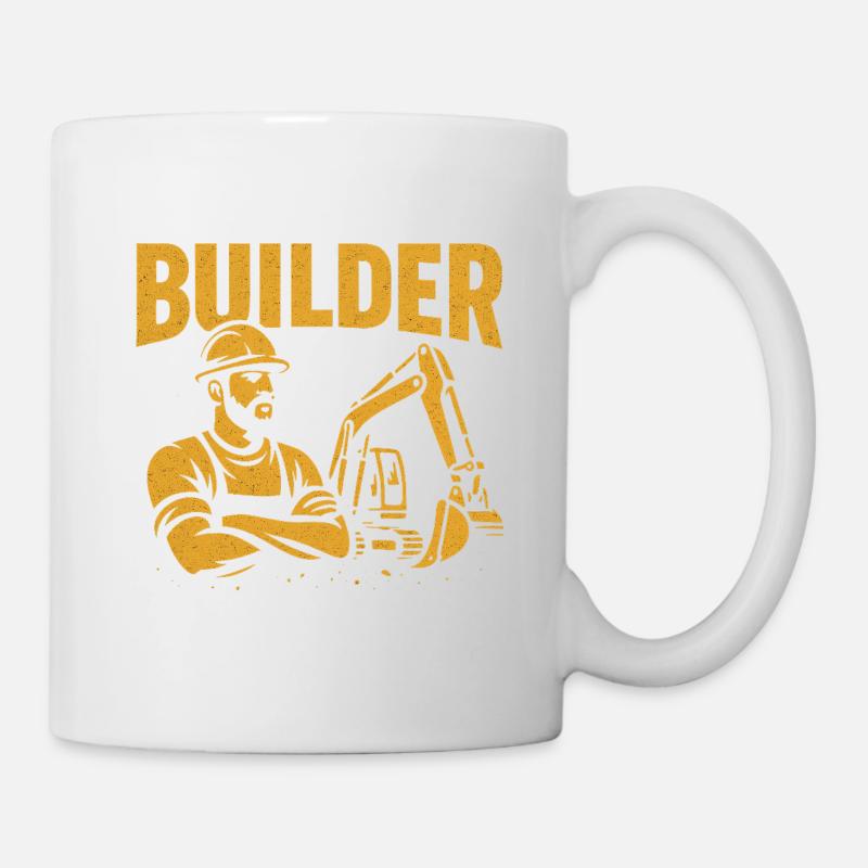 Construction worker kraft yellow on black - Mug - white
