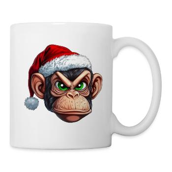 Affe mit Weihnachtsmütze :) - Tasse - Weiß - Rechts