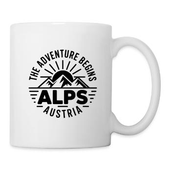 Alpen – Das Abenteuer beginnt – Souvenir-Design - Tasse - Weiß - Rechts