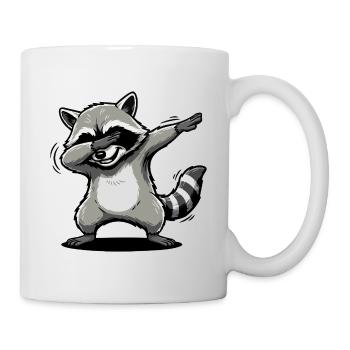Lustiger dabbender Waschbär Cartoon - Tasse - Weiß - Rechts
