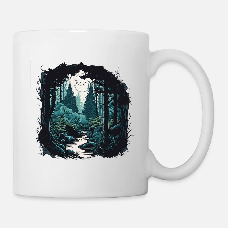 Mondwaldpfad im Mondschein - Tasse - Weiß