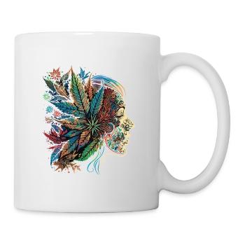 Psychedelische Blattensilhouette - Tasse - Weiß - Rechts