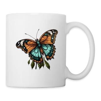 Papillon sarcelle orange - Mug blanc - blanc - Droite