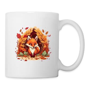 Autumn fox in a circle of leaves - Mug - white - Right