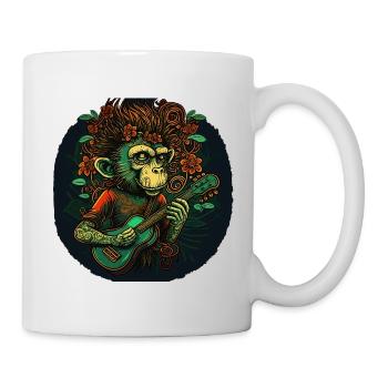 Affe mit Gitarre im Dschungel - Tasse - Weiß - Rechts