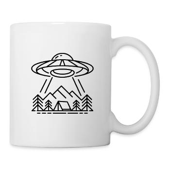 UFO at Campsite - Cool Alien Logo - Mug - white - Right