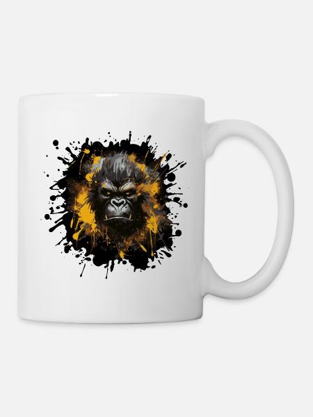 Gorilla Splatter Porträt - Tasse - Weiß