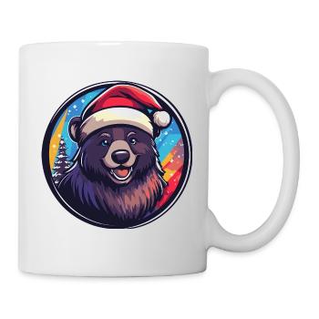 Ours avec le Père Noël Hat - Mug blanc - blanc - Droite