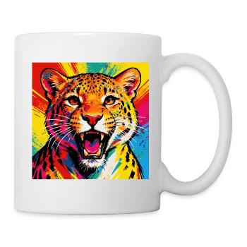 Leopard Pop Art Farbexplosion - Tasse - Weiß - Rechts