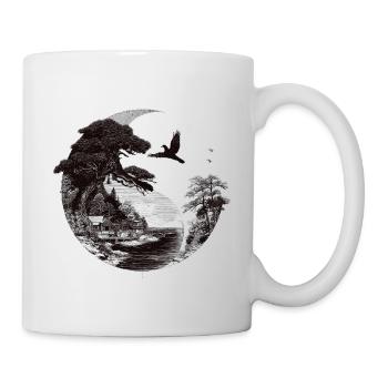 Waldsilhouette um die Erde - Tasse - Weiß - Rechts