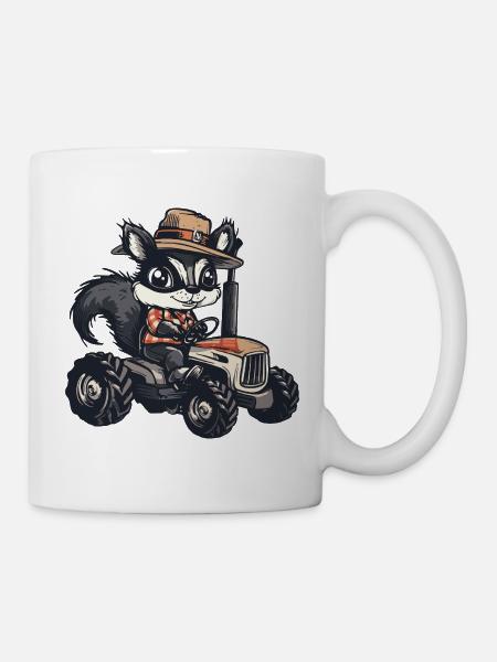 Stinktier Traktor Farmer - Tasse - Weiß