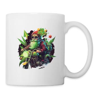 Biker Gnom mit Grasblättern - Tasse - Weiß - Rechts