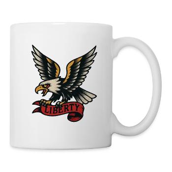 Liberty Eagle in tattoo style - Mug - white - Right