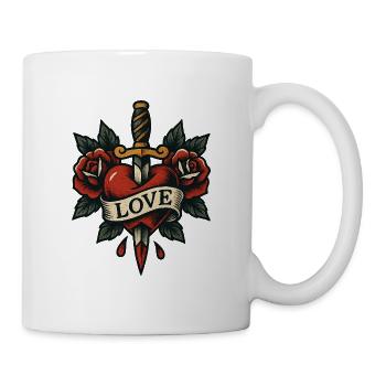 Heart Dagger Tattoo with Roses - Mug - white - Right