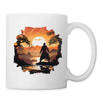 Sunset samurai at the silent lake - Mug - white - Right