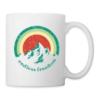 Endless Freedom Mountain Rainbow in retro design - Mug - white - Right